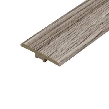 A close-up of the Delilah Grey T-Profile, featuring a cool, modern grey tone with sharp, clean edges. This profile is ideal for seamless transitions between same-height floors in modern interiors.