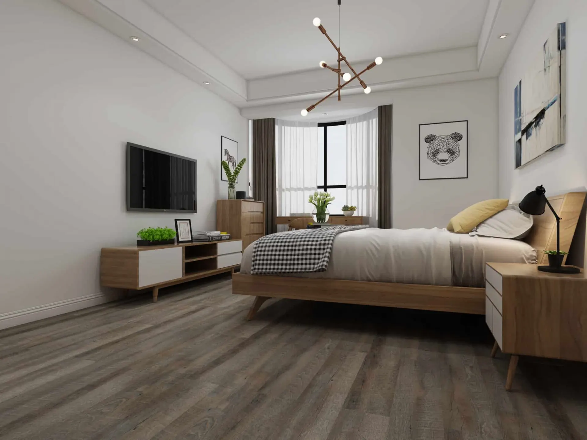 Bedroom Hero Image: A cozy bedroom with Pro-Tek™ Flooring's vinyl flooring, showcasing the comfort and warmth it brings to residential spaces.