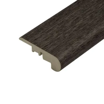 A close-up image of the Jasmine Grey stair nosing, emphasizing its sleek design, neutral colour palette, and compatibility with various Pro-Tek™ flooring styles.