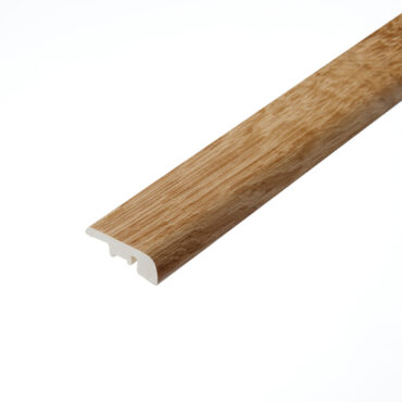 An image of the Harewood Oak end profile. The piece showcases a warm oak colour with natural wood grain textures, ideal for providing a clean and polished edge to the ends of flooring installations.
