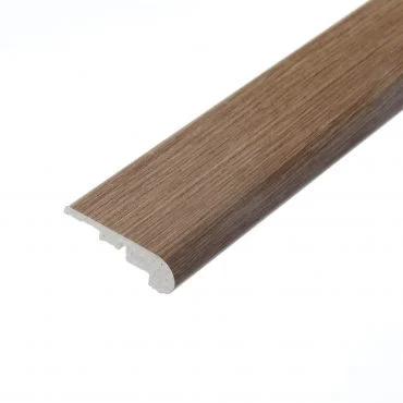 An image of LP9 Ezra Mink stair nosing. The profile features a rich, medium-brown colour with a smooth texture, designed to provide a finished edge on staircases while enhancing the overall aesthetic.