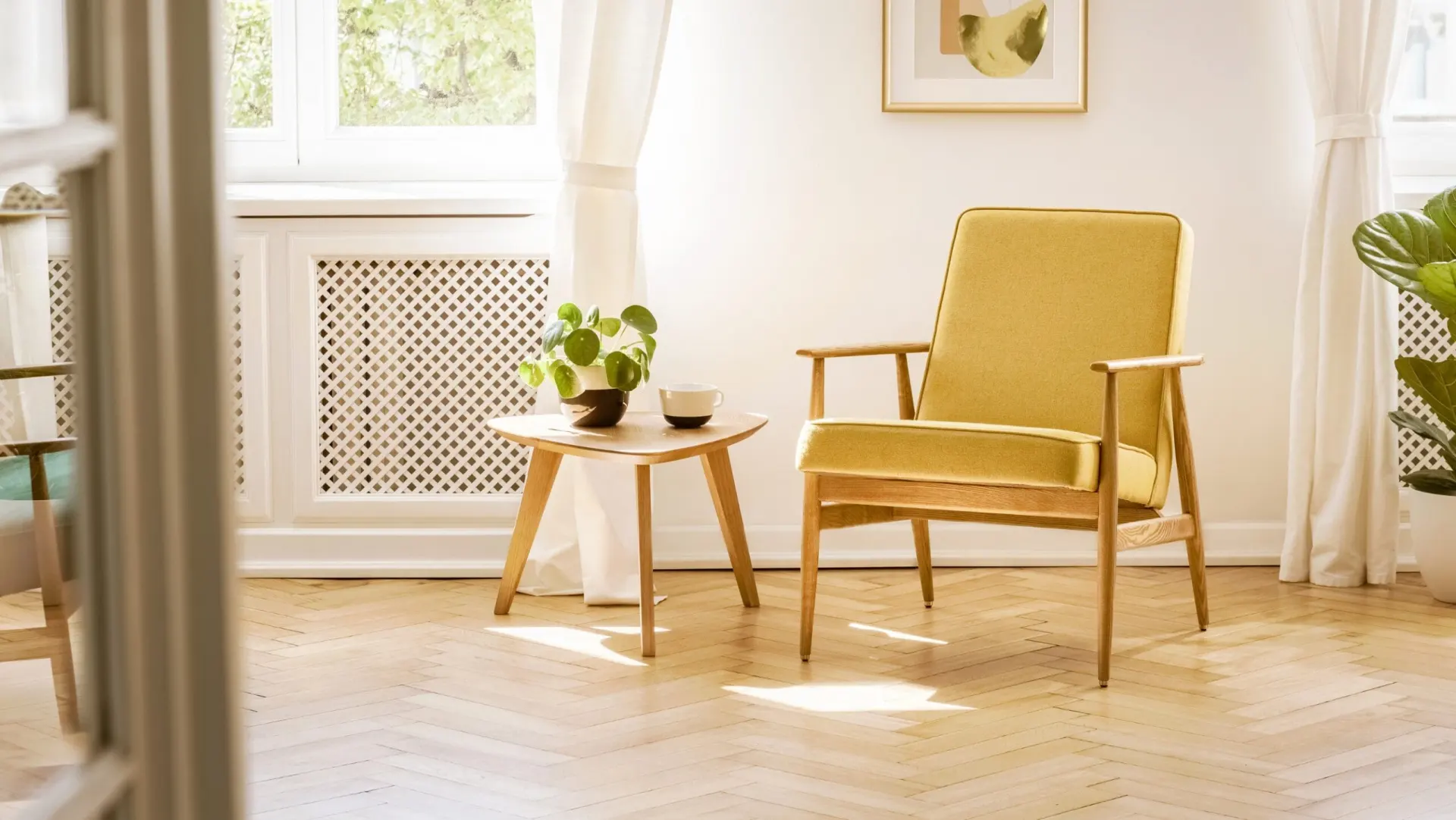 Herringbone Floor Installation: A photo illustrating the installation of herringbone patterned flooring, showcasing the intricate arrangement of floorboards for a classic and elegant look.