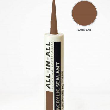 AIA sealant colour swatches featuring the dark oak shade, a deep brown tone designed to match dark hardwood flooring. The image captures the sealant's rich color and smooth consistency.